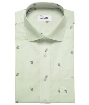 Cadini Italy Men's Cotton Printed 1.60 Meter Unstitched Shirt Fabric (Light Green)