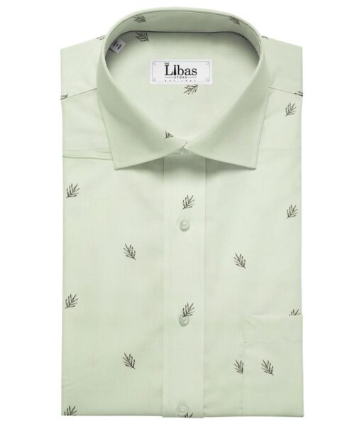 Cadini Italy Men's Cotton Printed 1.60 Meter Unstitched Shirt Fabric (Light Green)