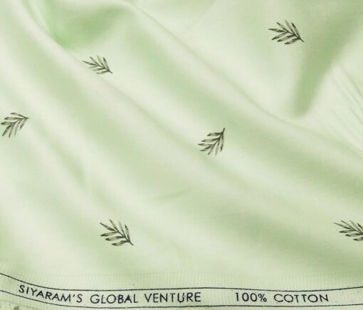 Cadini Italy Men's Cotton Printed 1.60 Meter Unstitched Shirt Fabric (Light Green)