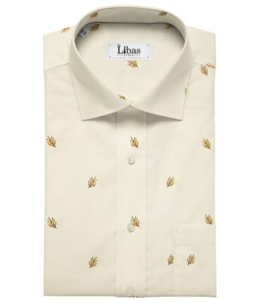 Cadini Italy Men's Cotton Printed 1.60 Meter Unstitched Shirt Fabric (Light Yellow)
