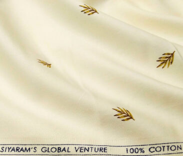 Cadini Italy Men's Cotton Printed 1.60 Meter Unstitched Shirt Fabric (Light Yellow)