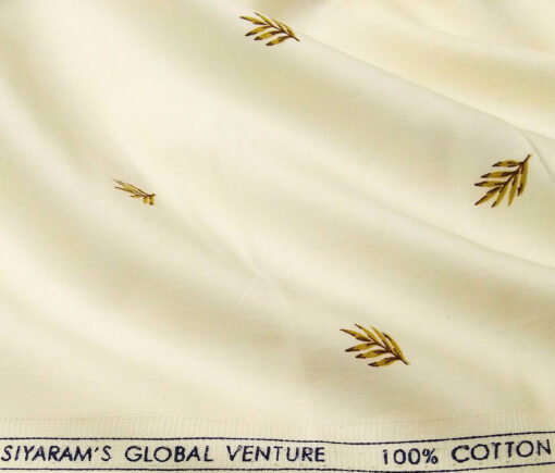 Cadini Italy Men's Cotton Printed 1.60 Meter Unstitched Shirt Fabric (Light Yellow)