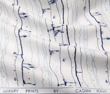 Cadini Italy Men's Cotton Printed 1.60 Meter Unstitched Shirt Fabric (White)