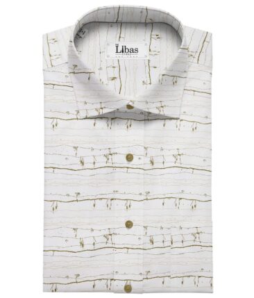 Cadini Italy Men's Cotton Printed 1.60 Meter Unstitched Shirt Fabric (Off-White)