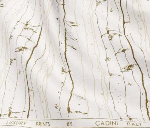Cadini Italy Men's Cotton Printed 1.60 Meter Unstitched Shirt Fabric (Off-White)