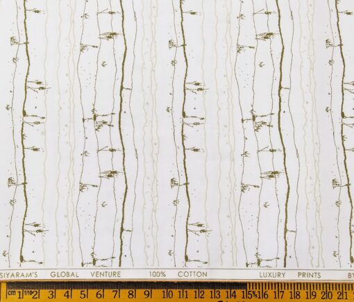 Cadini Italy Men's Cotton Printed 1.60 Meter Unstitched Shirt Fabric (Off-White)