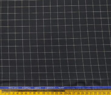 Cadini Italy Men's Cotton Checks 1.60 Meter Unstitched Shirt Fabric (Black)