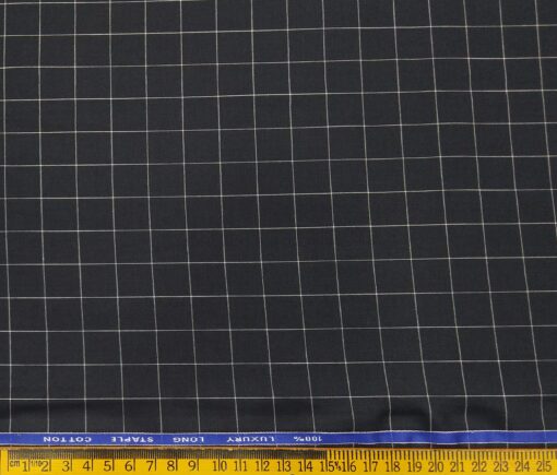 Cadini Italy Men's Cotton Checks 1.60 Meter Unstitched Shirt Fabric (Black)
