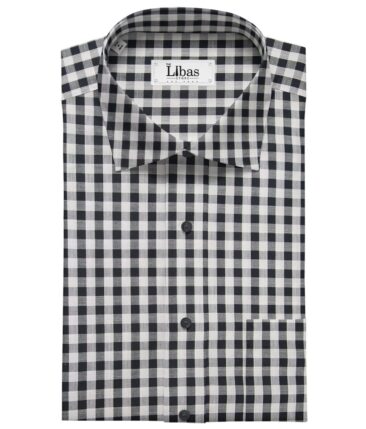 Cadini Italy Men's Cotton Checks 1.60 Meter Unstitched Shirt Fabric (White)