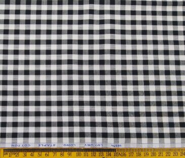 Cadini Italy Men's Cotton Checks 1.60 Meter Unstitched Shirt Fabric (White)