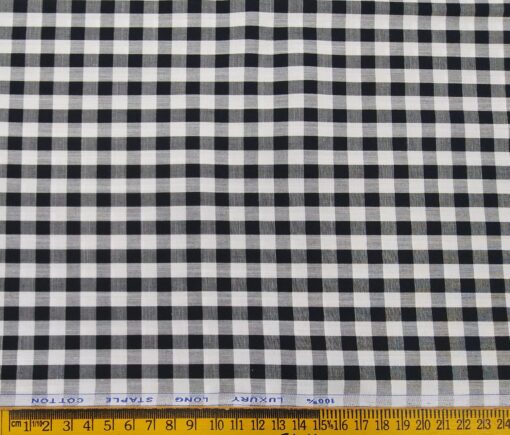 Cadini Italy Men's Cotton Checks 1.60 Meter Unstitched Shirt Fabric (White)