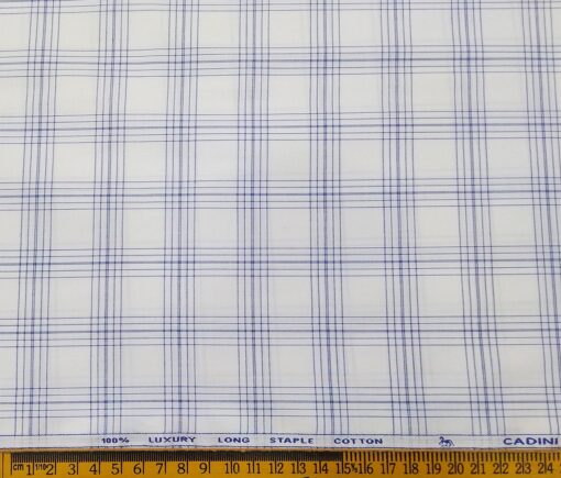 Cadini Italy Men's Cotton Checks 1.60 Meter Unstitched Shirt Fabric (White)