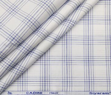 Cadini Italy Men's Cotton Checks 1.60 Meter Unstitched Shirt Fabric (White)