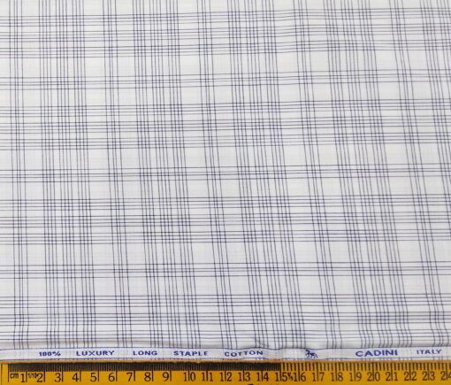 Cadini Italy Men's Cotton Checks 1.60 Meter Unstitched Shirt Fabric (White)