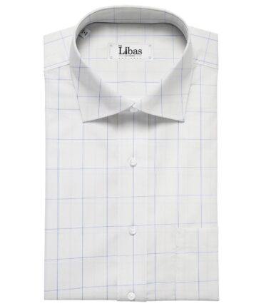Cadini Italy Men's Cotton Checks 1.60 Meter Unstitched Shirt Fabric (White)