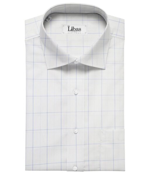 Cadini Italy Men's Cotton Checks 1.60 Meter Unstitched Shirt Fabric (White)