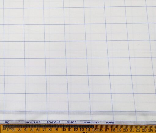 Cadini Italy Men's Cotton Checks 1.60 Meter Unstitched Shirt Fabric (White)