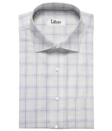 Cadini Italy Men's Cotton Checks 1.60 Meter Unstitched Shirt Fabric (White)