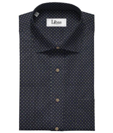 Exquisite Men's Cotton Printed 1.60 Meter Unstitched Shirt Fabric (Dark Blue)