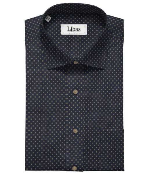 Exquisite Men's Cotton Printed 1.60 Meter Unstitched Shirt Fabric (Dark Blue)
