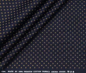 Exquisite Men's Cotton Printed 1.60 Meter Unstitched Shirt Fabric (Dark Blue)