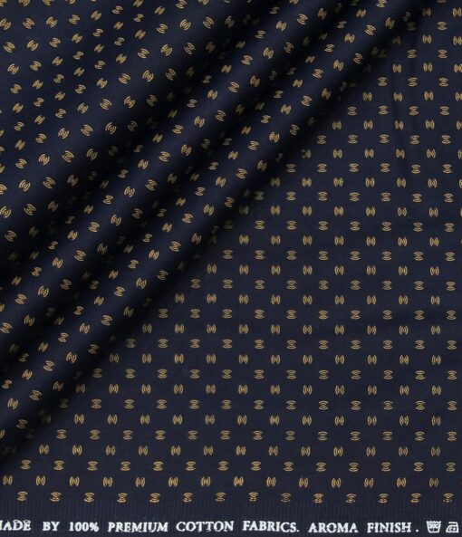 Exquisite Men's Cotton Printed 1.60 Meter Unstitched Shirt Fabric (Dark Blue)