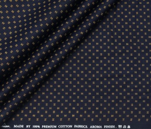 Exquisite Men's Cotton Printed 1.60 Meter Unstitched Shirt Fabric (Dark Blue)