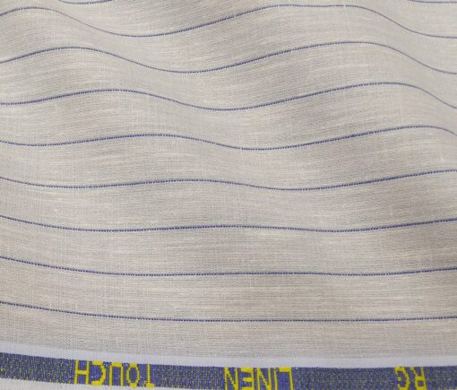 Exquisite Men's Poly Cotton Striped 1.60 Meter Unstitched Shirt Fabric (Light Grey)