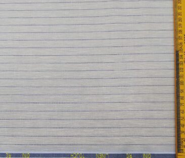 Exquisite Men's Poly Cotton Striped 1.60 Meter Unstitched Shirt Fabric (Light Grey)
