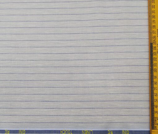 Exquisite Men's Poly Cotton Striped 1.60 Meter Unstitched Shirt Fabric (Light Grey)