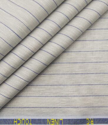 Exquisite Men's Poly Cotton Striped 1.60 Meter Unstitched Shirt Fabric (Light Grey)