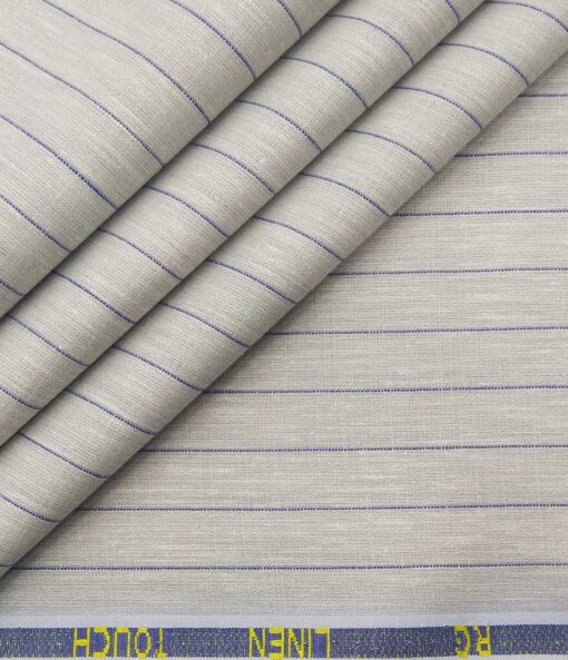 Exquisite Men's Poly Cotton Striped 1.60 Meter Unstitched Shirt Fabric (Light Grey)