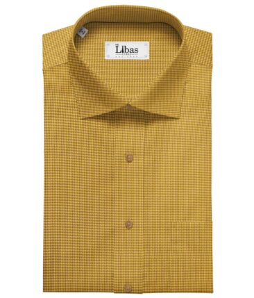 Monza Men's Cotton Houndstooth 1.60 Meter Unstitched Shirt Fabric (Mustard Yellow)