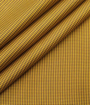 Monza Men's Cotton Houndstooth 1.60 Meter Unstitched Shirt Fabric (Mustard Yellow)