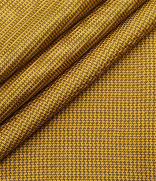 Monza Men's Cotton Houndstooth 1.60 Meter Unstitched Shirt Fabric (Mustard Yellow)