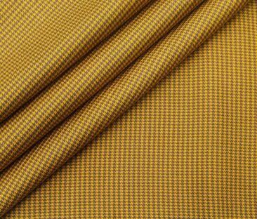 Monza Men's Cotton Houndstooth 1.60 Meter Unstitched Shirt Fabric (Mustard Yellow)