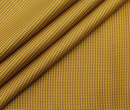 Monza Men's Cotton Houndstooth 1.60 Meter Unstitched Shirt Fabric (Mustard Yellow)