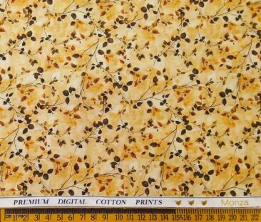 Monza Men's Cotton Digital Printed 1.60 MeterUnstitched Shirt Fabric (Yellow)