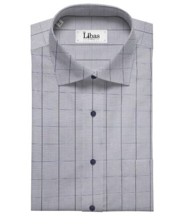 Monza Men's Giza Cotton Checks 1.60 Meter Unstitched Shirt Fabric (Light Blue)