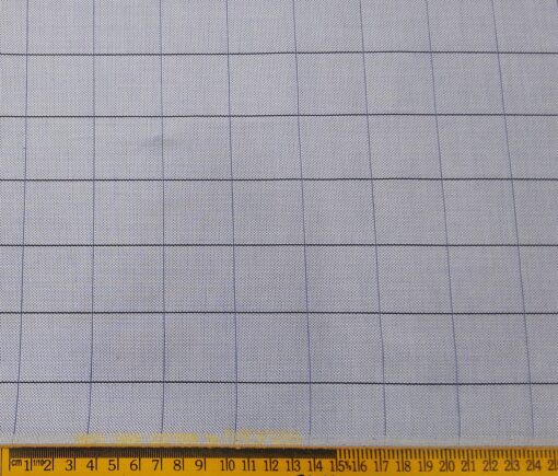 Monza Men's Giza Cotton Checks 1.60 Meter Unstitched Shirt Fabric (Light Blue)