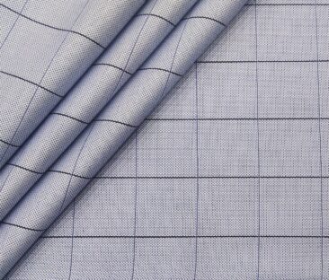 Monza Men's Giza Cotton Checks 1.60 Meter Unstitched Shirt Fabric (Light Blue)