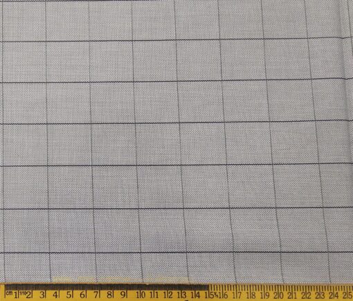 Monza Men's Giza Cotton Checks 1.60 Meter Unstitched Shirt Fabric (Light Grey)