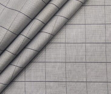 Monza Men's Giza Cotton Checks 1.60 Meter Unstitched Shirt Fabric (Light Grey)
