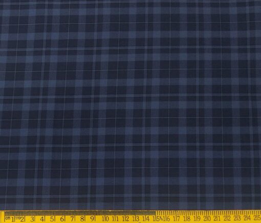 Monza Men's Cotton Checks 1.60 Meter Unstitched Shirt Fabric (Dark Blue)