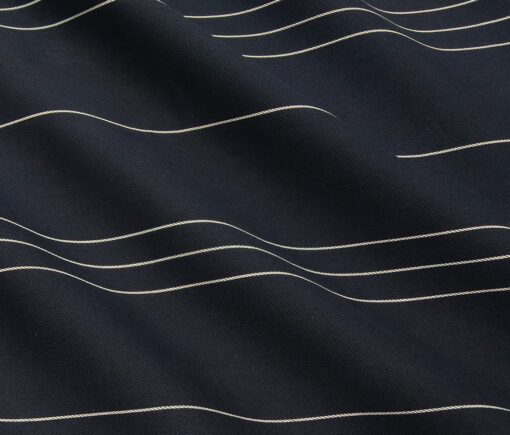 Monza Men's Cotton Striped 1.60 Meter Unstitched Shirt Fabric (Dark Navy Blue)