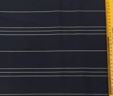 Monza Men's Cotton Striped 1.60 Meter Unstitched Shirt Fabric (Dark Navy Blue)