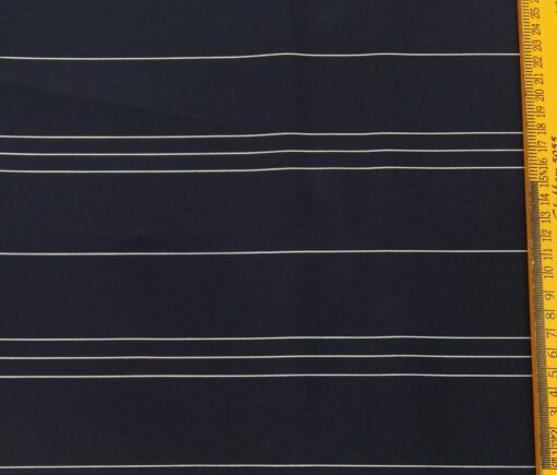 Monza Men's Cotton Striped 1.60 Meter Unstitched Shirt Fabric (Dark Navy Blue)