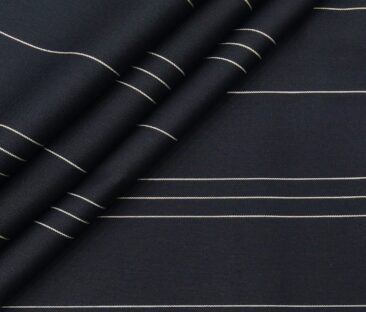 Monza Men's Cotton Striped 1.60 Meter Unstitched Shirt Fabric (Dark Navy Blue)
