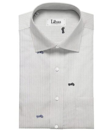 Monza Men's Cotton Printed 1.60 Meter Unstitched Shirt Fabric (White)