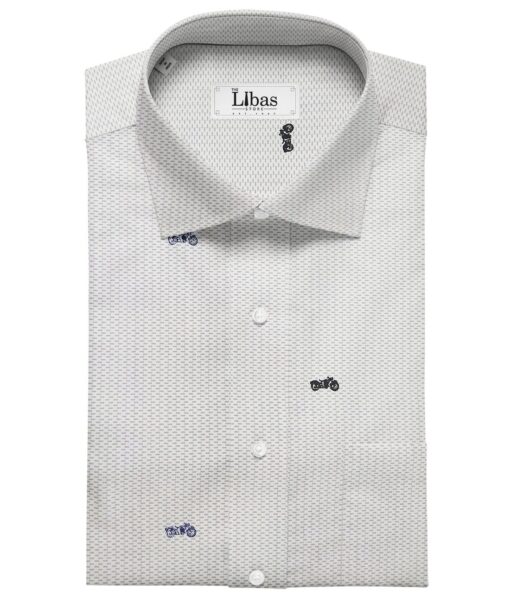 Monza Men's Cotton Printed 1.60 Meter Unstitched Shirt Fabric (White)